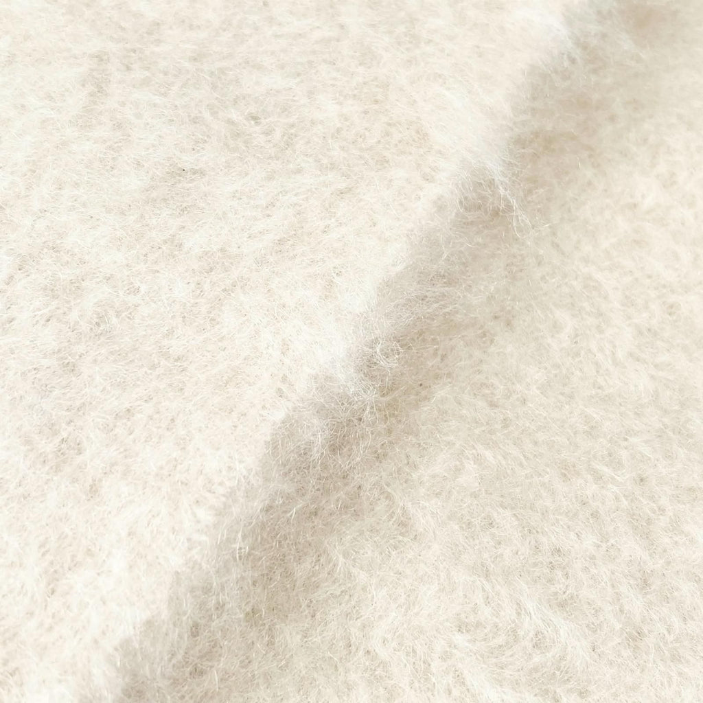 Loewe Mohair Wool Anagram Leather Patch Fringe Scarf Ivory — view 3