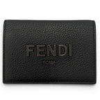 Fendi Leather Logo Bifold Business Card Holder Case Black Gunmetallic Recommende