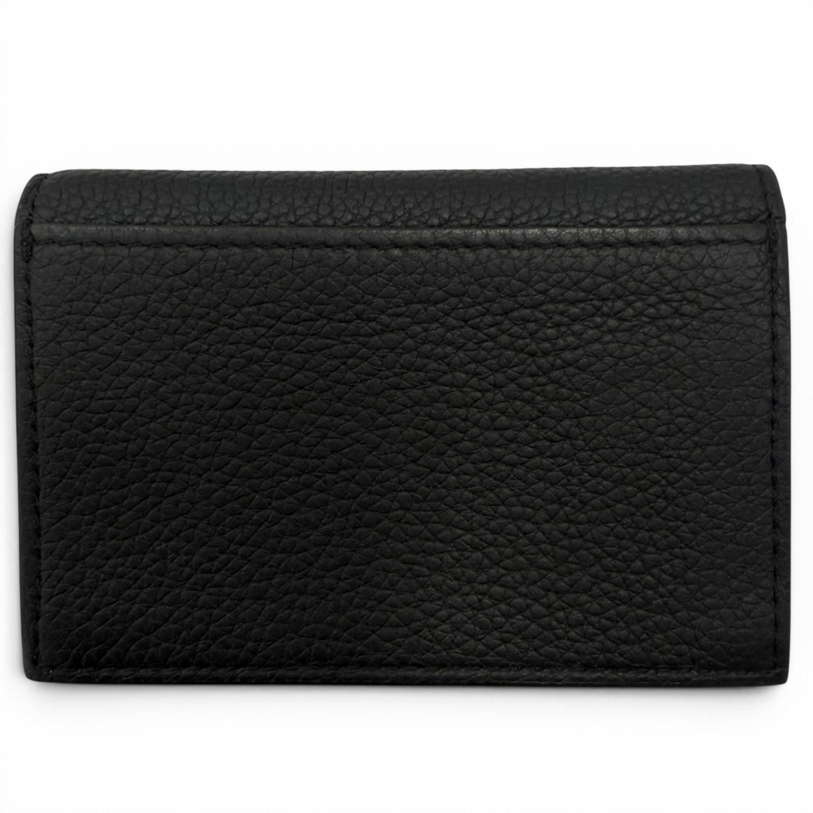 Fendi Leather Logo Bifold Business Card Holder Case Black Gunmetallic Recommende — view 2