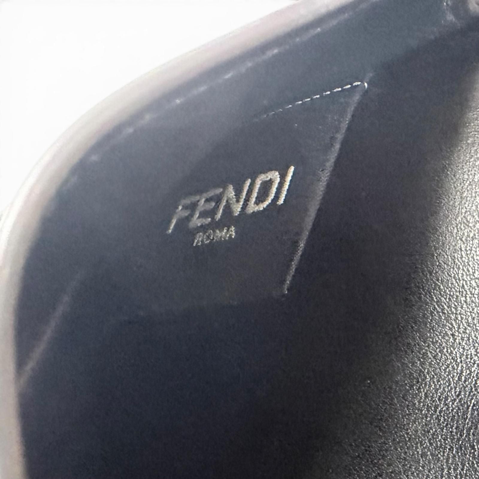 Fendi Leather Logo Bifold Business Card Holder Case Black Gunmetallic Recommende — view 7