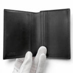 Fendi Leather Logo Bifold Business Card Holder Case Black Gunmetallic Recommende — view 4