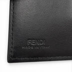 Fendi Leather Logo Bifold Business Card Holder Case Black Gunmetallic Recommende — view 6