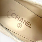 Chanel Rhinestone CC Logo Lace Up Thick Sole Booties Up Shoes Beige Black — view 8