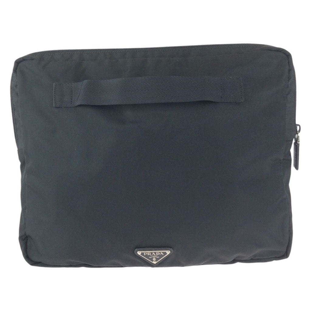 Prada Tessuto Black Silver Nylon Clutch PC Case