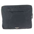 Prada Tessuto Black Silver Nylon Clutch PC Case