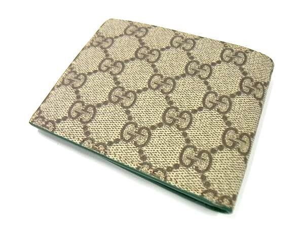 Gucci Bifold Wallet GG Supreme Brown Green Leather — view 2