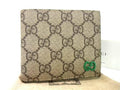 Gucci Bifold Wallet GG Supreme Brown Green Leather