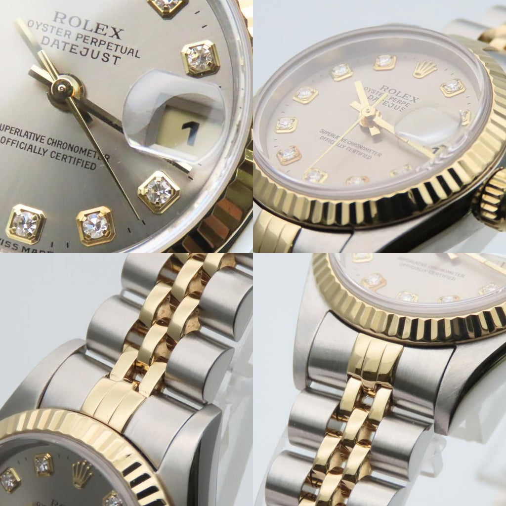 Rolex Watch Datejust Stainless Steel 18k Yellow Gold Diamond Silver Dial Gray — view 5