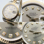 Rolex Watch Datejust Stainless Steel 18k Yellow Gold Diamond Silver Dial Gray — view 4