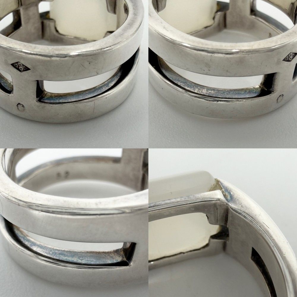 Hermes Ring Medley Vintage 52 925 Sterling Silver Moonstone