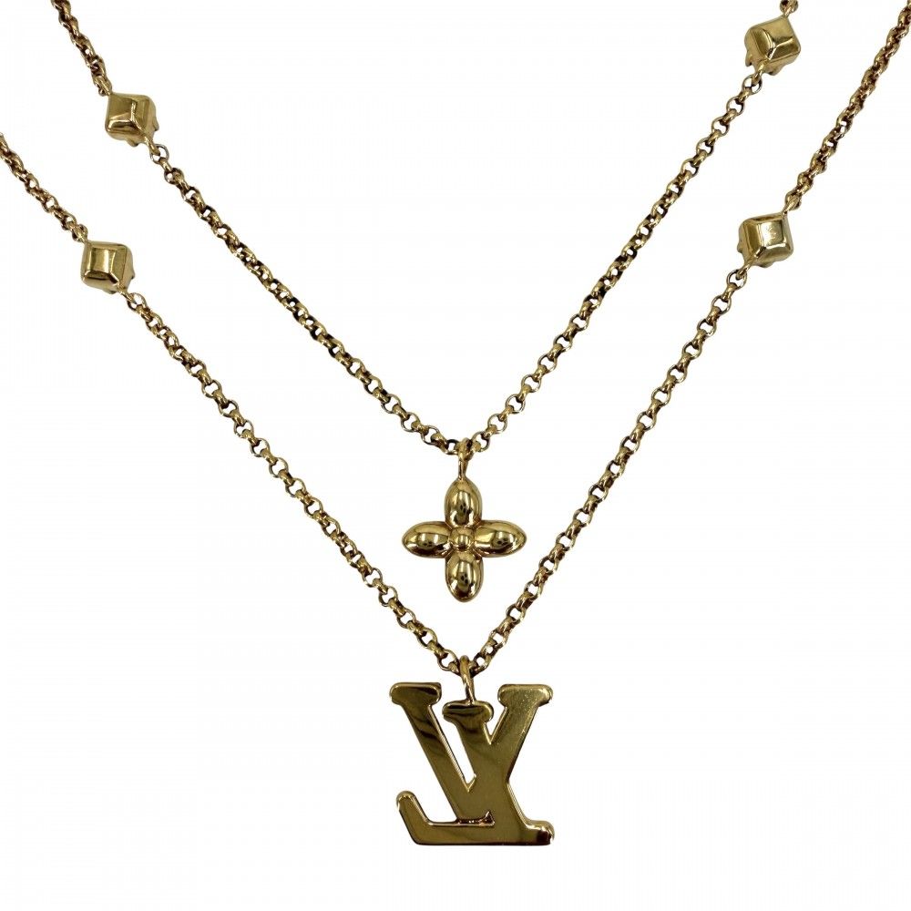 Louis Vuitton Necklace LV 2 Chain with Adjuster Star Rhinestone Gold — view 2