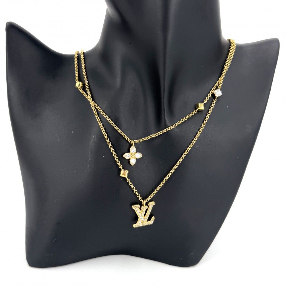 Louis Vuitton Necklace LV 2 Chain with Adjuster Star Rhinestone Gold — view 3