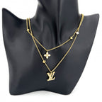 Louis Vuitton Necklace LV 2 Chain with Adjuster Star Rhinestone Gold — view 3