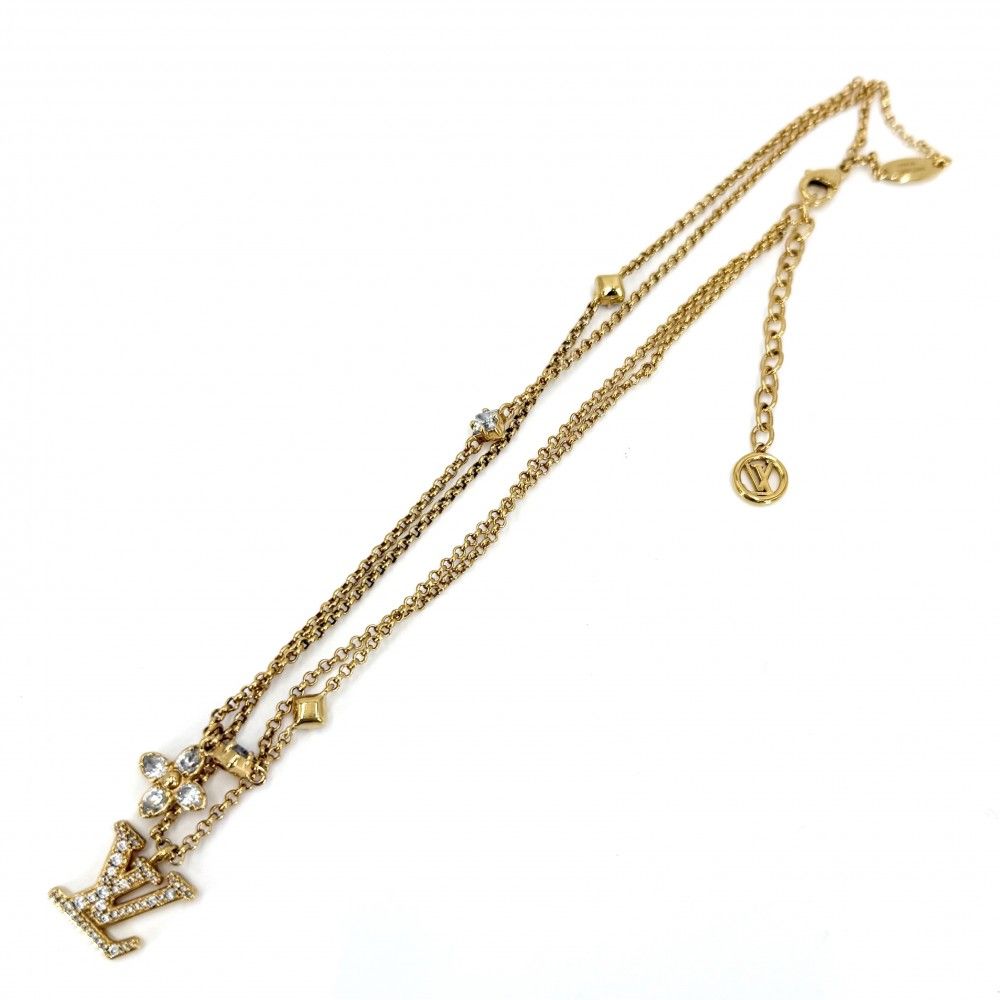 Louis Vuitton Necklace LV 2 Chain with Adjuster Star Rhinestone Gold — view 5