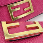Fendi 2-Way Seller Baguette Small One Shoulder Bag Crossbody Leather Pink Gold — view 7