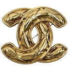 Chanel Brooch Quilted CC Logo Vintage Gold Plated