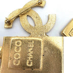 Chanel Brooch Icon CC Logo Clover Heart Quilted Vintage Gold Plated — view 7