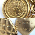 Chanel Brooch Icon CC Logo Clover Heart Quilted Vintage Gold Plated — view 6