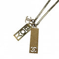 Chanel Necklace CC Logo Plate Adjustable Star Long Rhinestone Gold