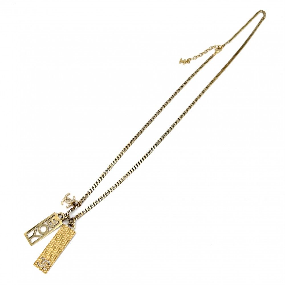 Chanel Necklace CC Logo Plate Adjustable Star Long Rhinestone Gold — view 5