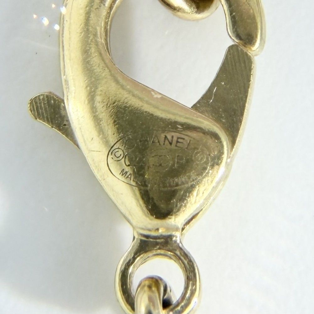 Chanel Necklace CC Logo Plate Adjustable Star Long Rhinestone Gold — view 4