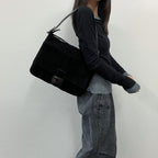 Fendi Shoulder Bag Black Suede Vintage