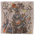 Hermes Carre 100 Wild Rythme Rhythm Cashmere Silk Etoupe Marine Beige Blue