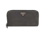 Prada Wallet Triangle Logo Black Nylon Silver