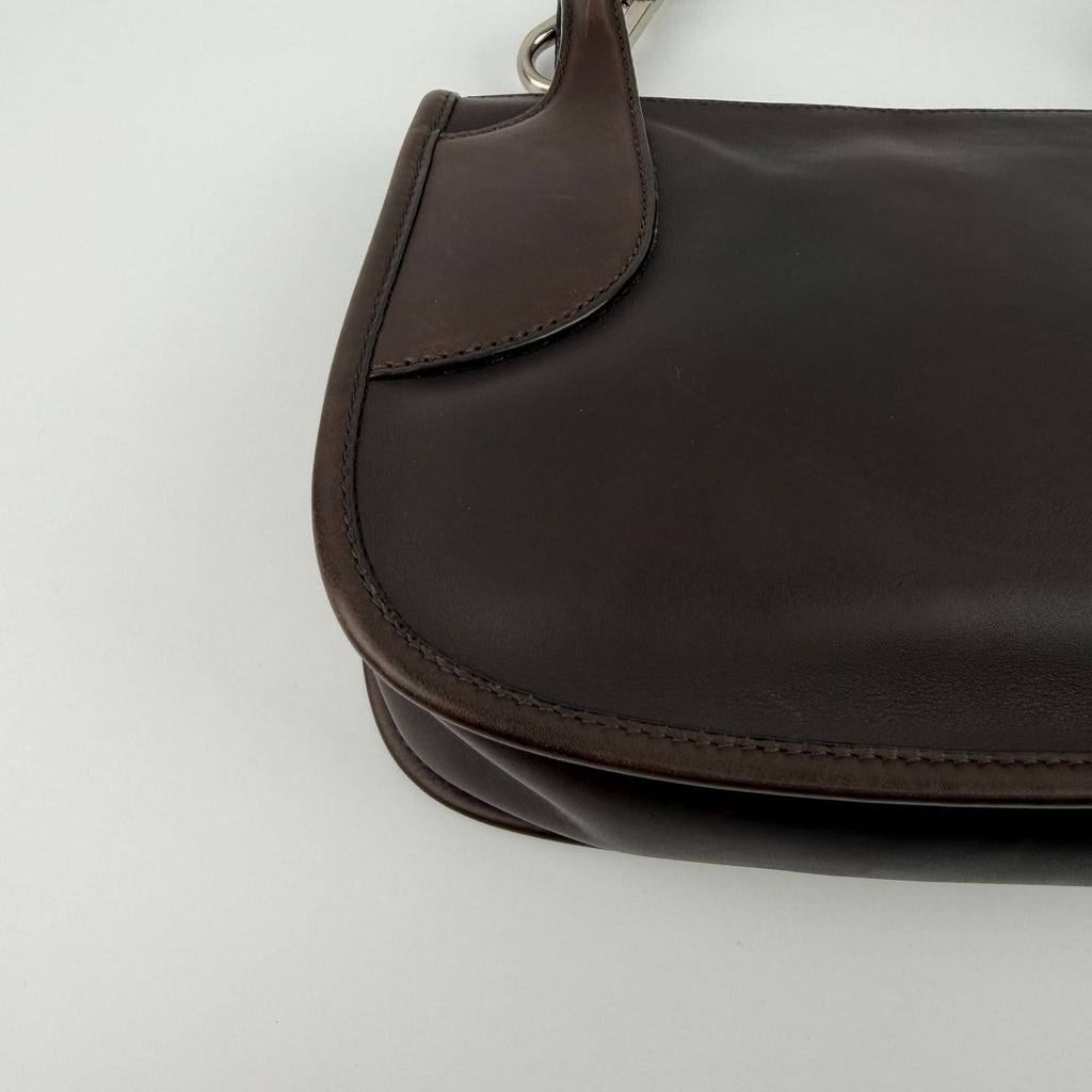 Prada Shoulder Bag Brown Leather Vintage — view 9