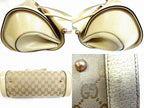 Gucci Handbag Bamboo Leather Cream GG Canvas Tote Blanc — view 3
