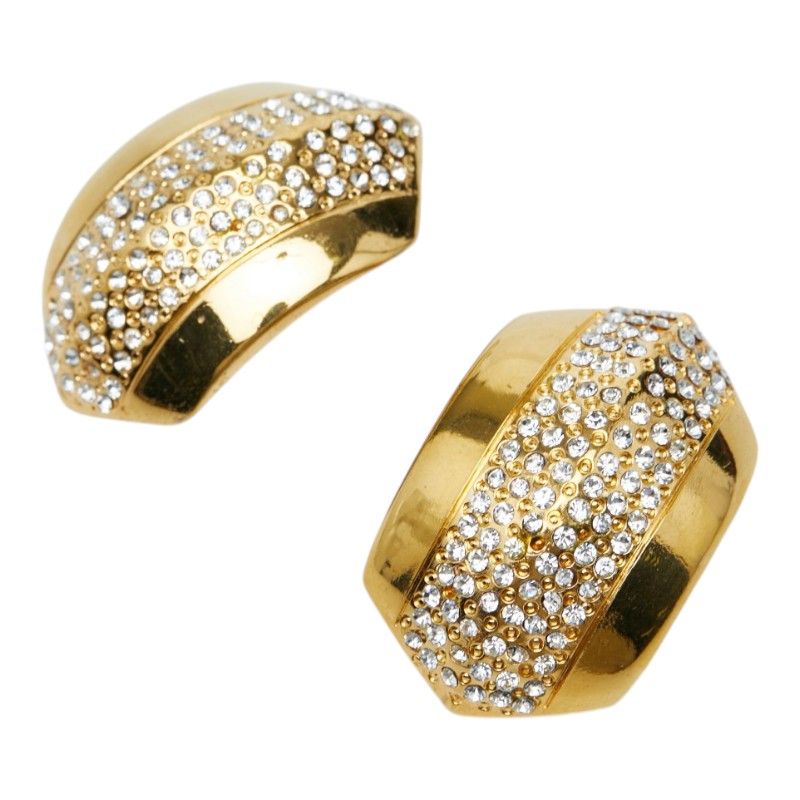 Celine Vintage Earrings Gold Rhinestone Plated