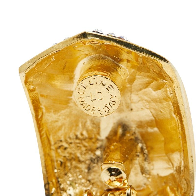 Celine Vintage Earrings Gold Rhinestone Plated — view 4