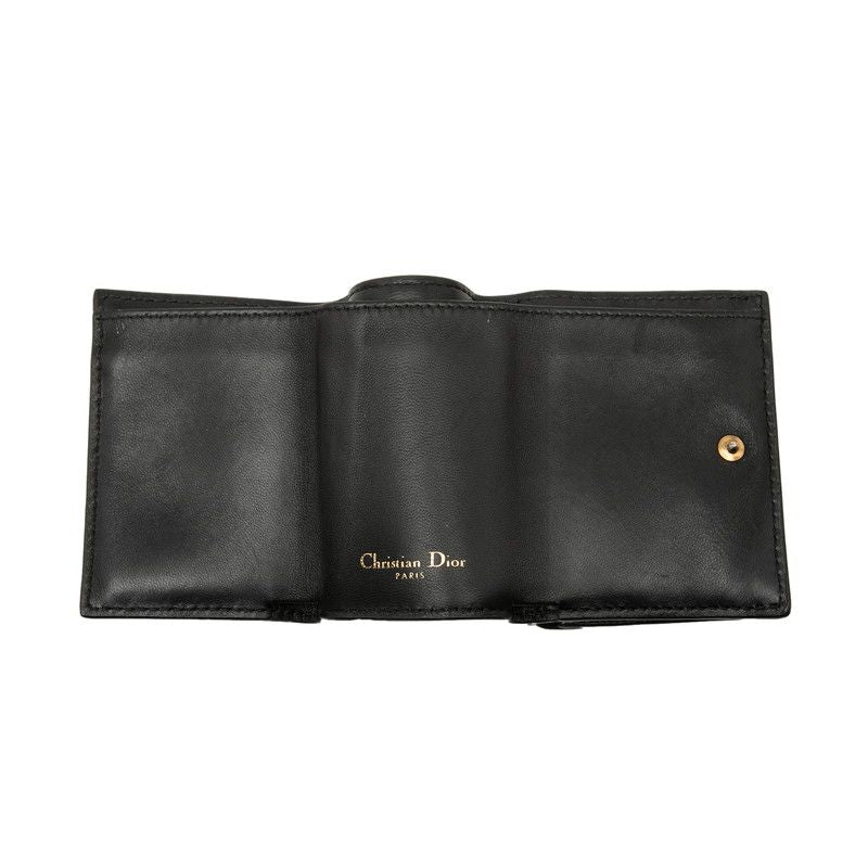 Dior Saddle Trifold Wallet Compact Black Gold Leather — view 4