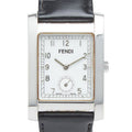 Fendi Classico Watch Silver Black Stainless Steel Leather