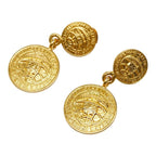 Celine Logo Vintage Round Earrings Gold Plated — view 3