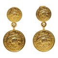 Celine Logo Vintage Round Earrings Gold Plated