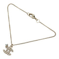 Chanel CC Logo Bracelet Gold Plated Faux Pearl Rhinestone