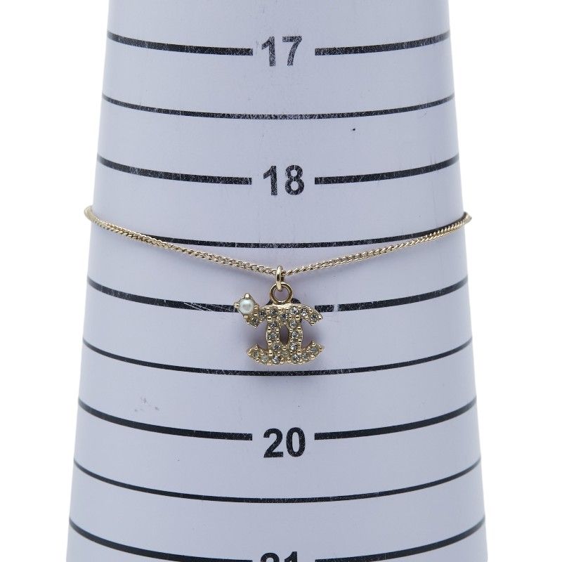 Chanel CC Logo Bracelet Gold Plated Faux Pearl Rhinestone — view 6