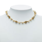 Chanel CC Logo Necklace Gold Plated Rhinestone Faux Pearl