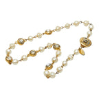 Chanel CC Logo Necklace Gold Plated Rhinestone Faux Pearl — view 3