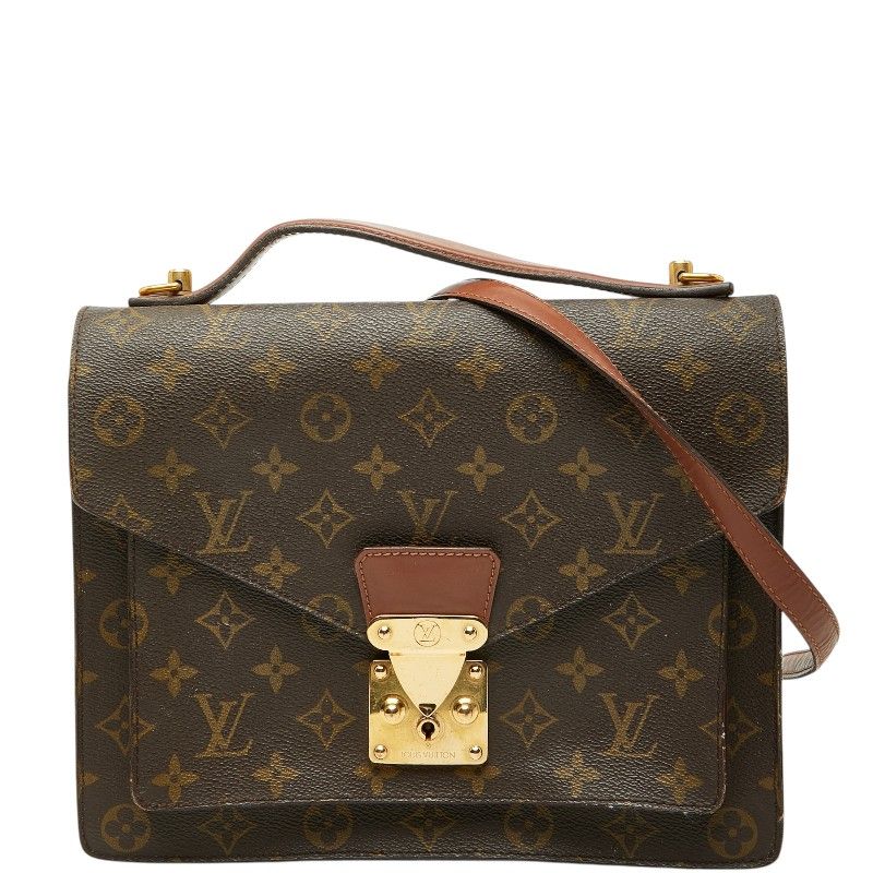 Louis Vuitton Monogram Monceau 2-Way Shoulder Bag Brown Leather