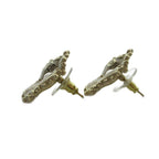 Chanel Stud Earrings Clover CC Logo Faux Pearl Champagne Gold Color MQ AA — view 2