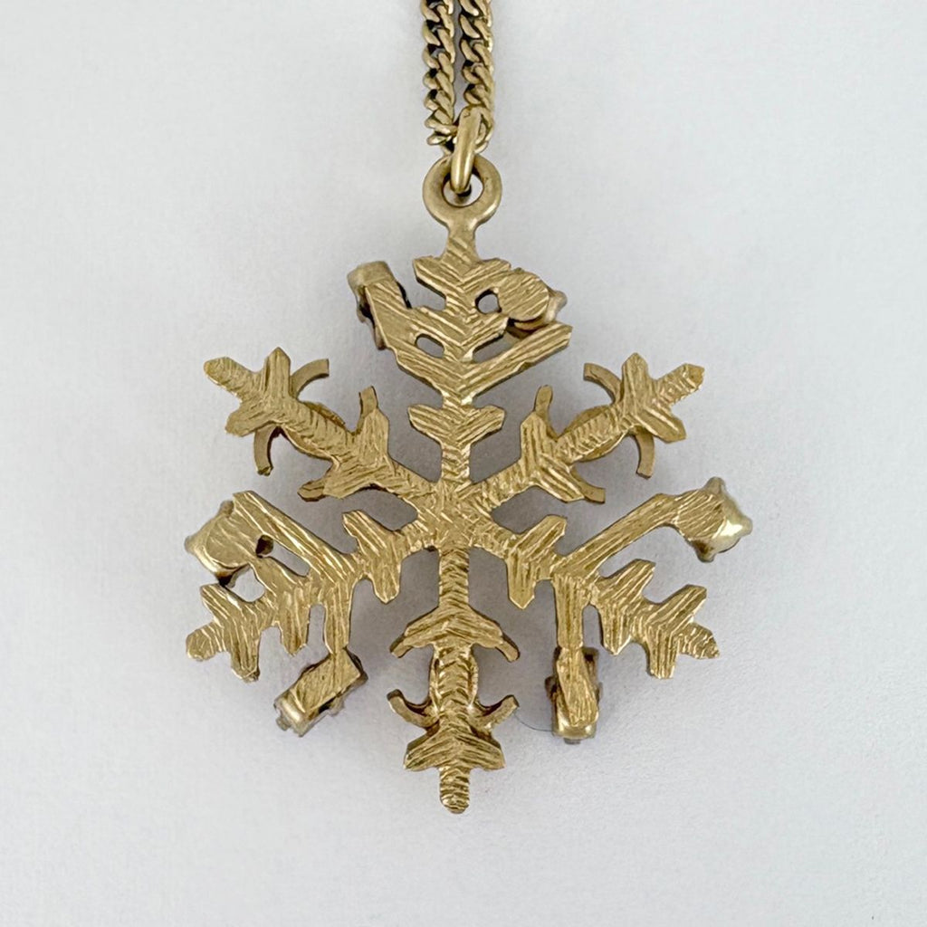 Chanel CC Logo Rhinestone Necklace Snowflake Faux Pearl Gold Pink — view 2