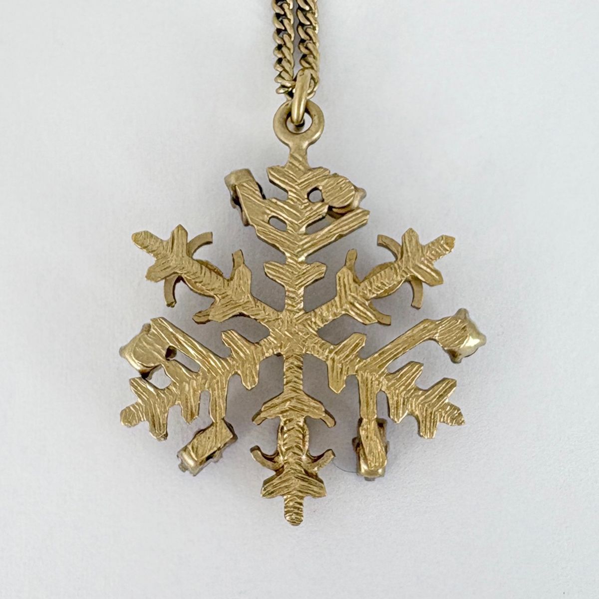 Chanel CC Logo Rhinestone Necklace Snowflake Faux Pearl Gold Pink — view 2