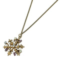 Chanel CC Logo Rhinestone Necklace Snowflake Faux Pearl Gold Pink
