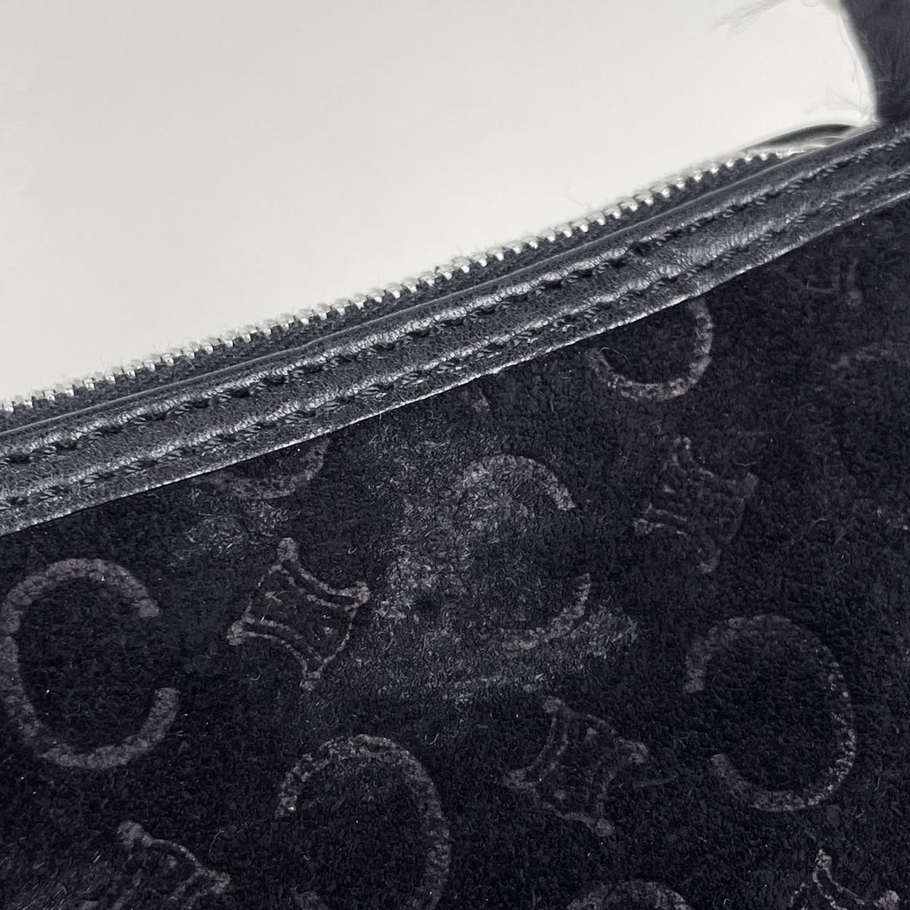 Celine C Macadam Pattern Handbag Suede Black — view 4