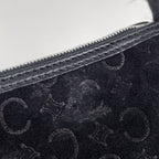 Celine C Macadam Pattern Handbag Suede Black — view 4
