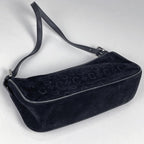Celine C Macadam Pattern Handbag Suede Black — view 2