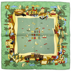 Hermes Petit Carre Mediterranee Mediterranean Scarf Silk Green Multicolor