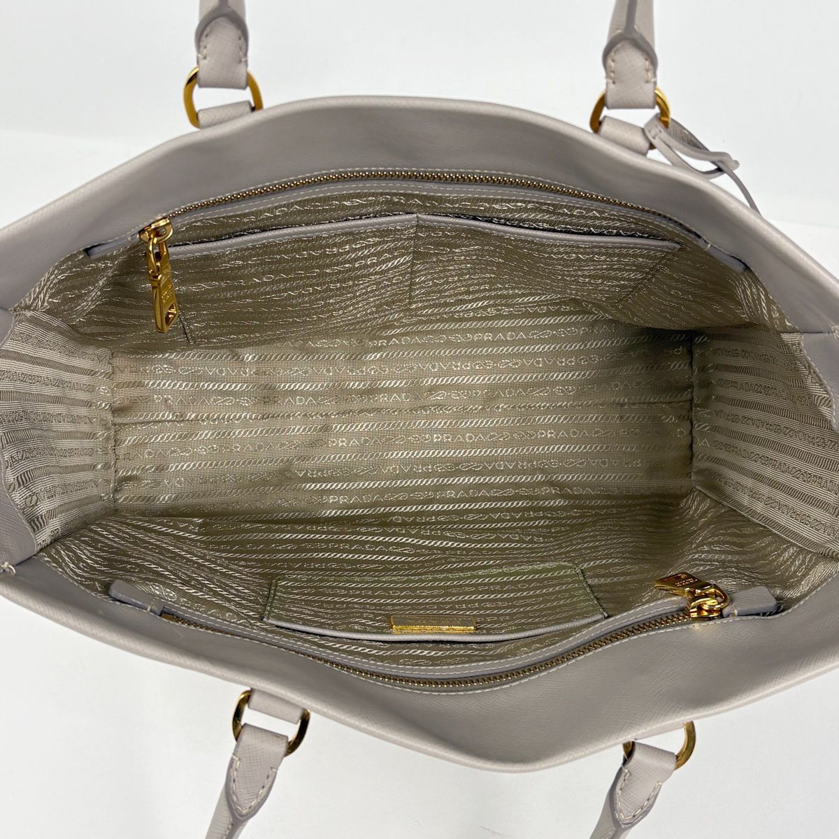 Prada Tote 2-Way Saffiano Leather Light Gray — view 9